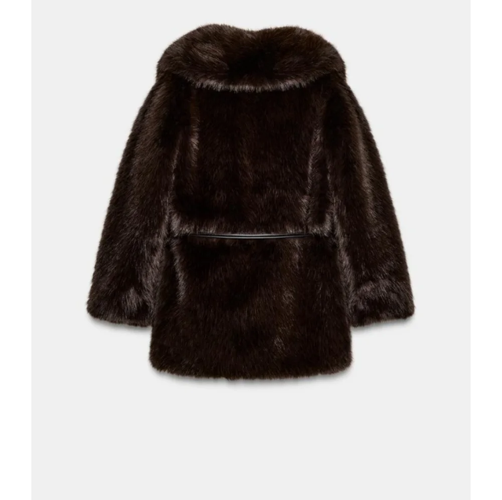 ZARA Women's Faux Fur Coat with Belt(Brown, US XS, S, M,L/EUR XS, S, M, L) - Picture 9 of 15